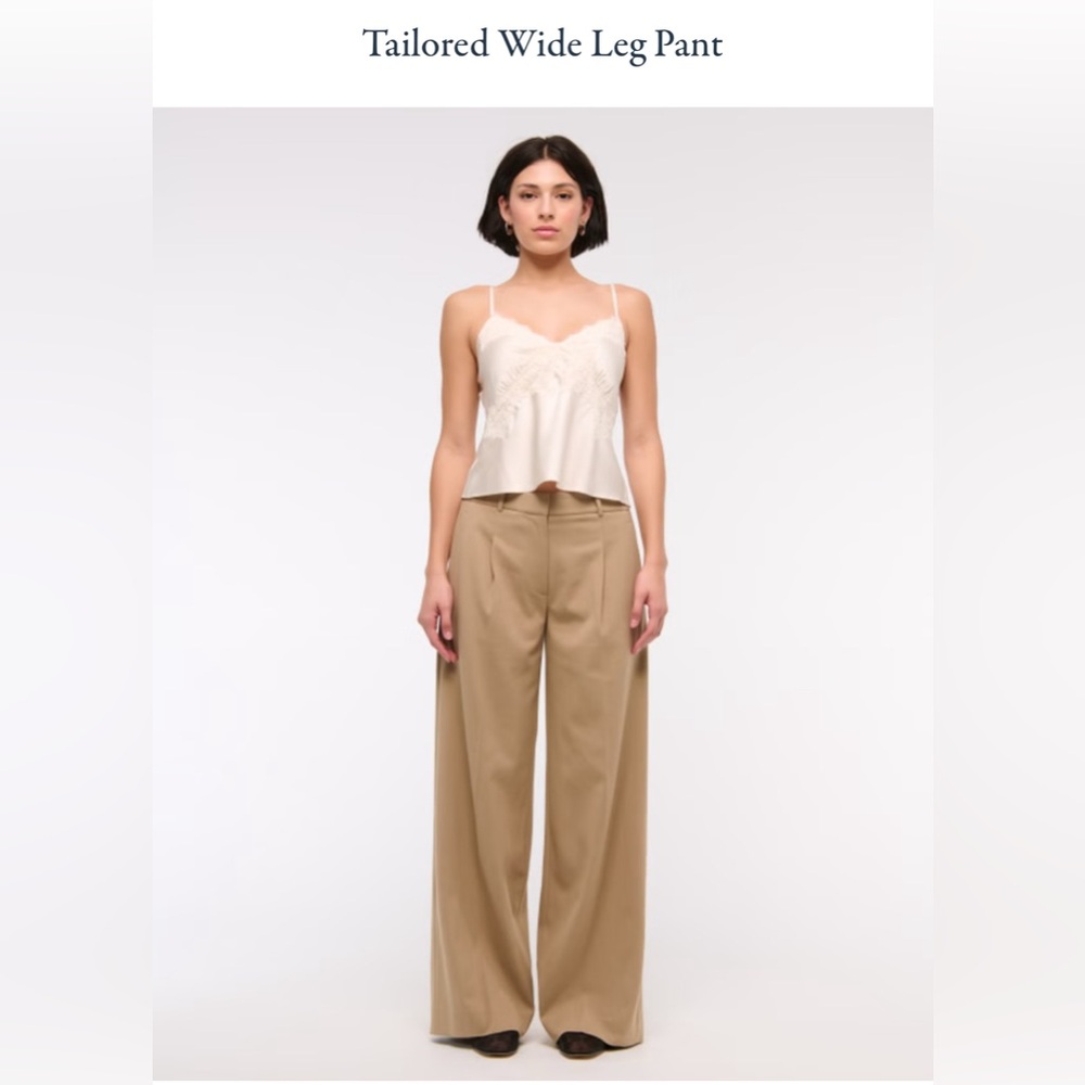 Abercrombie Light Brown Tailored Wide-Leg Trousers